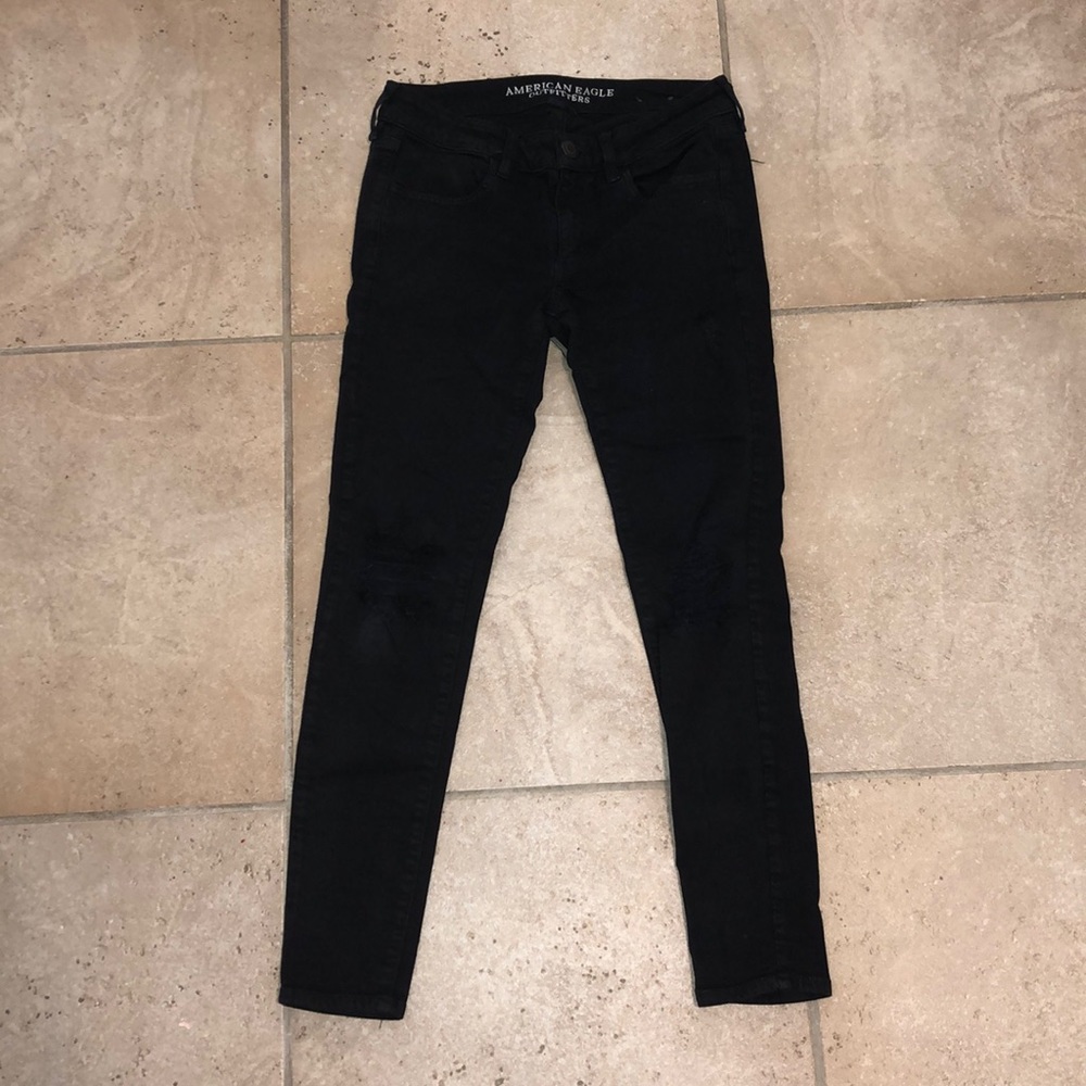 american eagle black ripped jeans